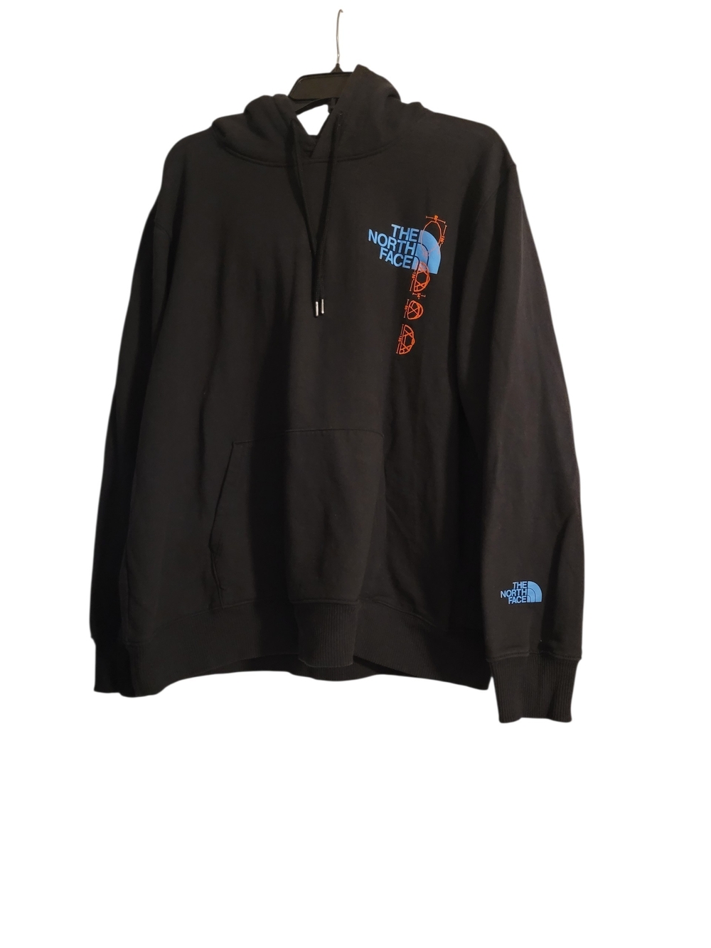 Vintage 90s RARE The North Face Mens Black Designer Camping Hoodie